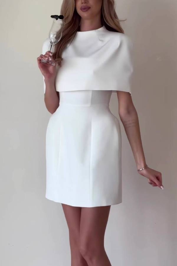 Cape Two‑Piece Mini Evening Dress