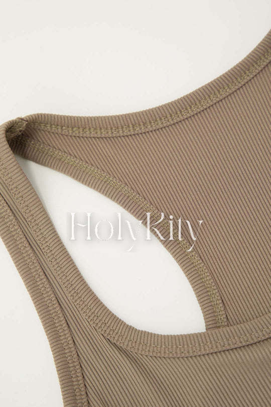 Square Neck Rib Knit Sleeveless Bodysuit