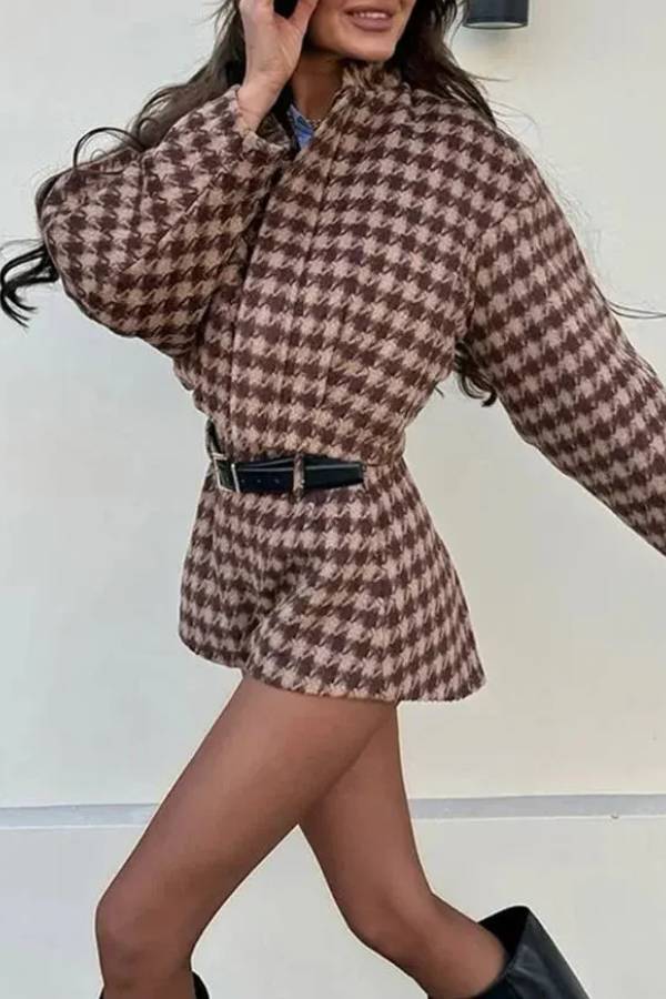 Plaid Two‑Piece Short & Jacket Set