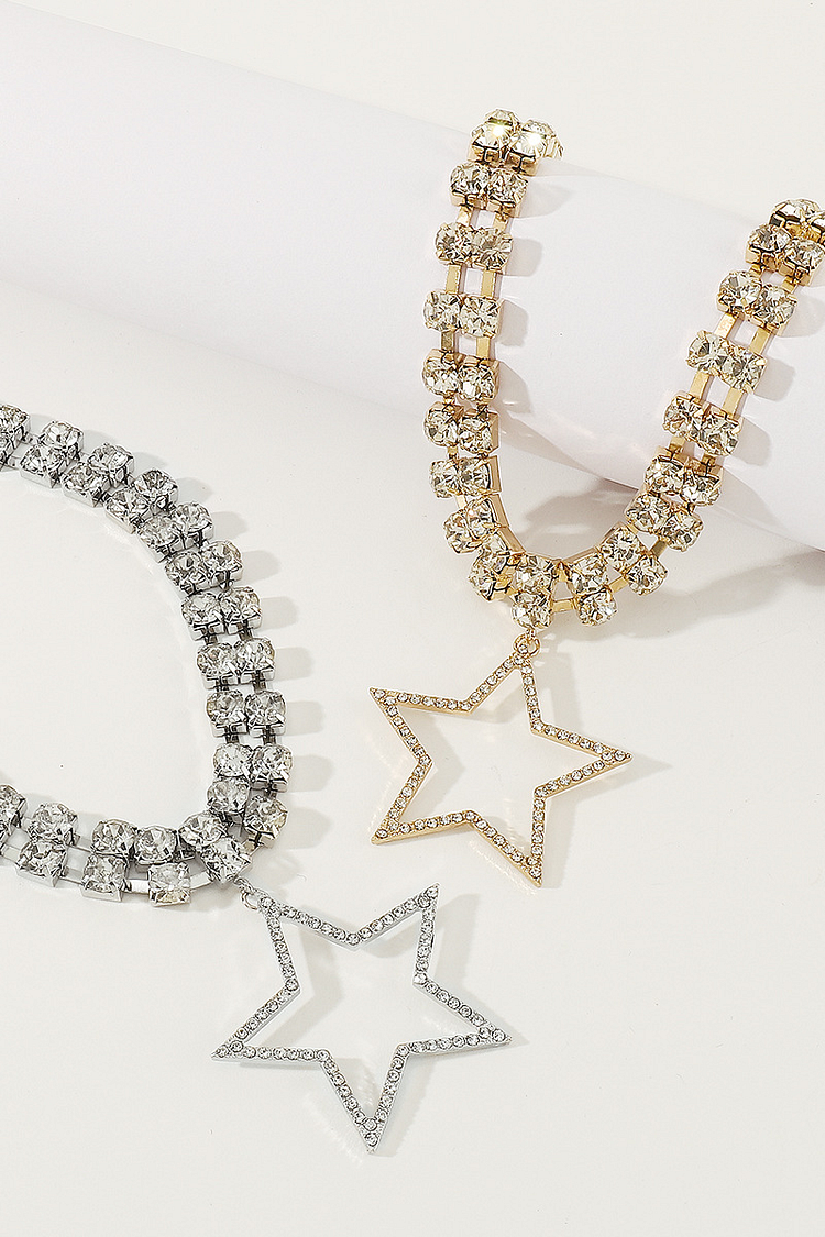 Modisches Halsband mit Sternanhänger und Strasssteinen 