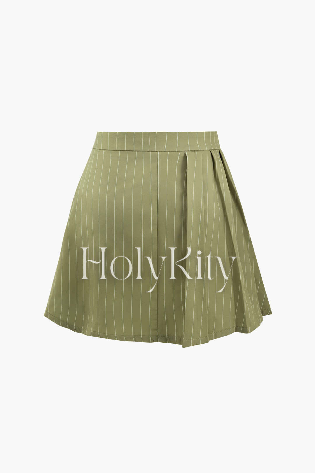 Vertical Stripe Pleated Mini Skirt