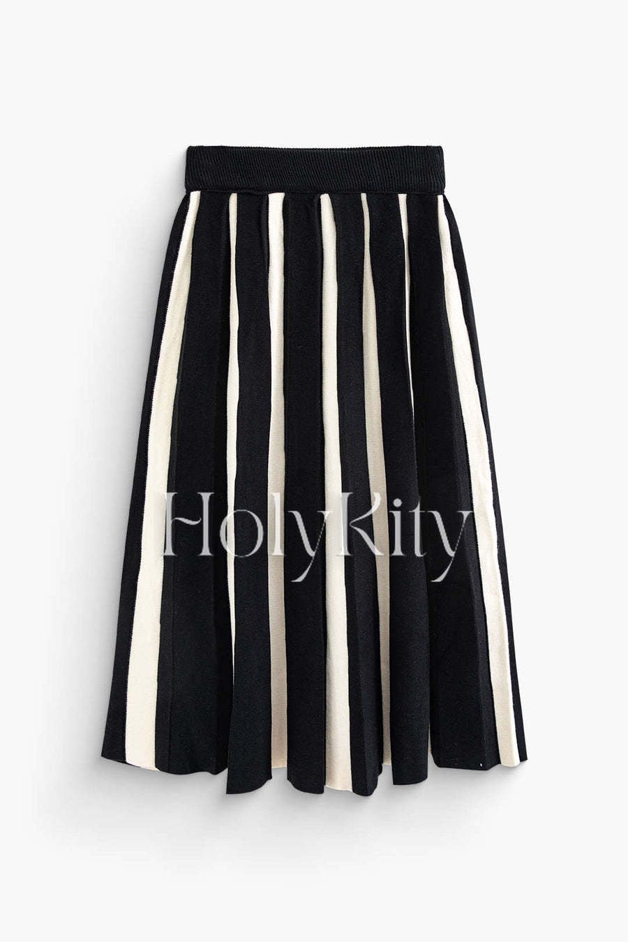 Contrast Stripe A-shape Knit Skirt