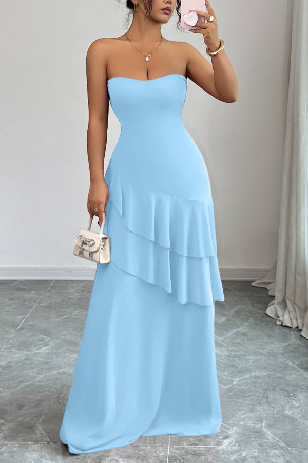 Elegant style tube top cake skirt dress