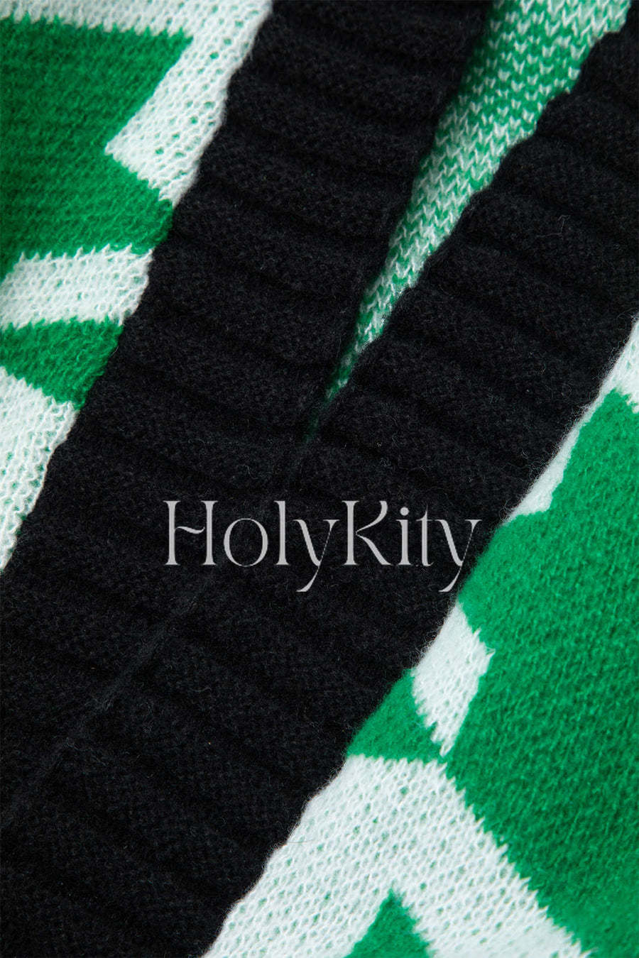 Houndstooth Long Sleeve Knit Long Coat