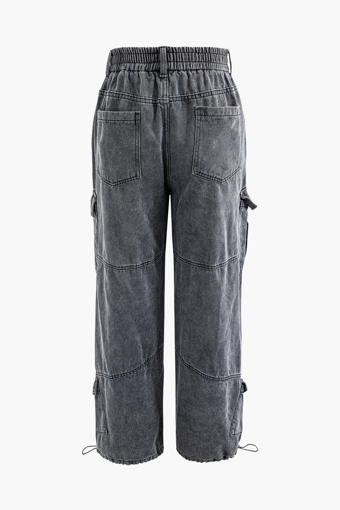 Jean cargo coupe droite à cordon de serrage et poches multiples 