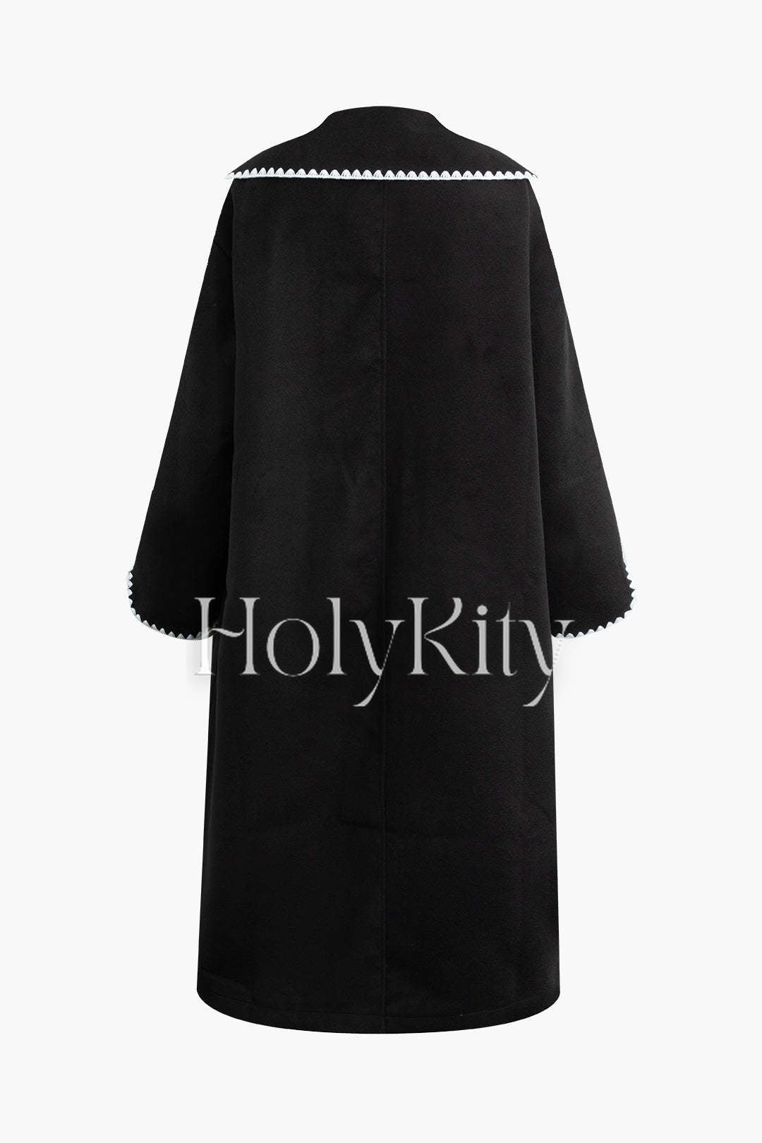 Contrast Trim Button Up Long Coat