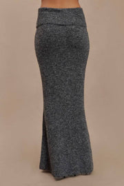 Charlotte Knit Ribbed Waist Fishtail Stretch Maxi Skirt