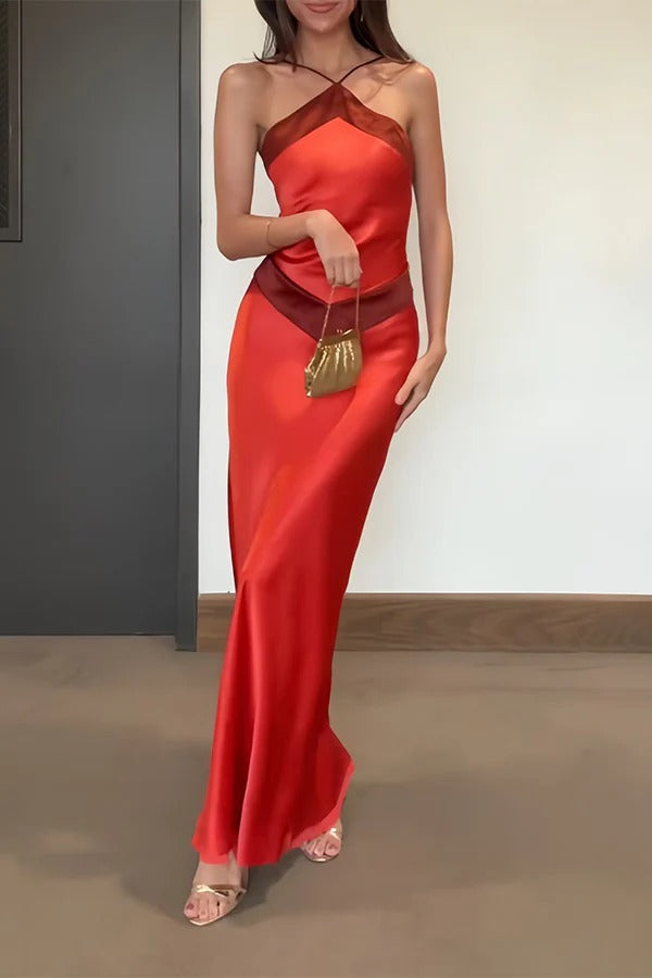 Seraphina Geometric Banded Halter Maxi Dress