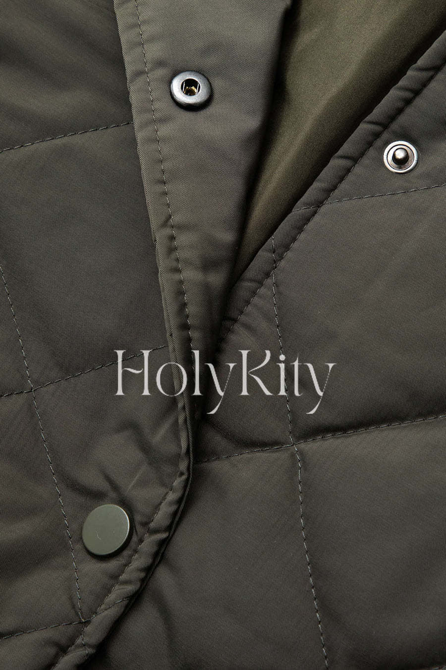 Quilted Stand Collar Button Up Jacket