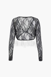 V-neck Lace Long Sleeve Top