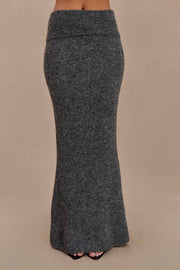 Charlotte Knit Ribbed Waist Fishtail Stretch Maxi Skirt