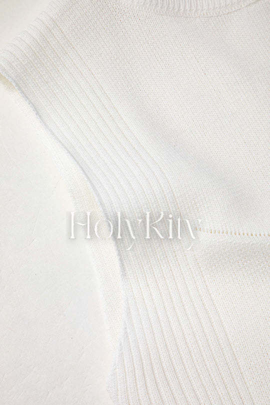 Mock Neck Knit Sleeveless Tank Top