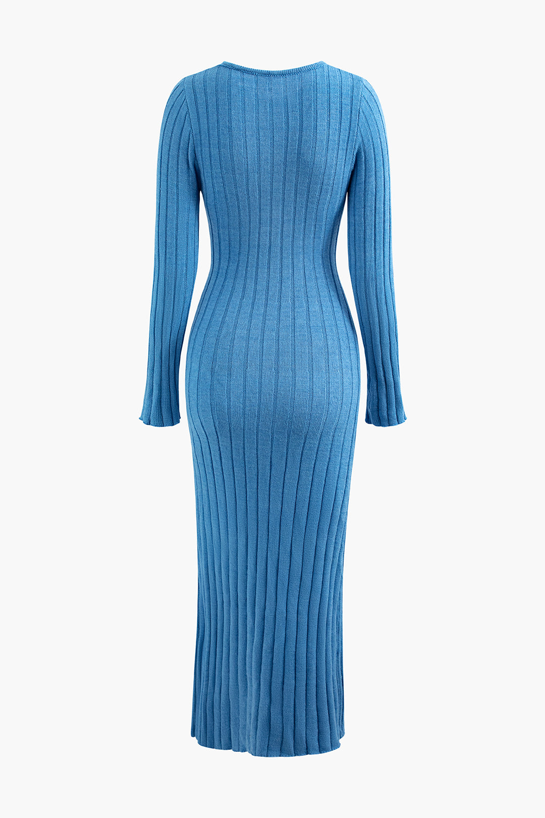 Robe longue fendue à manches longues et découpes torsadées sur le devant en tricot côtelé 