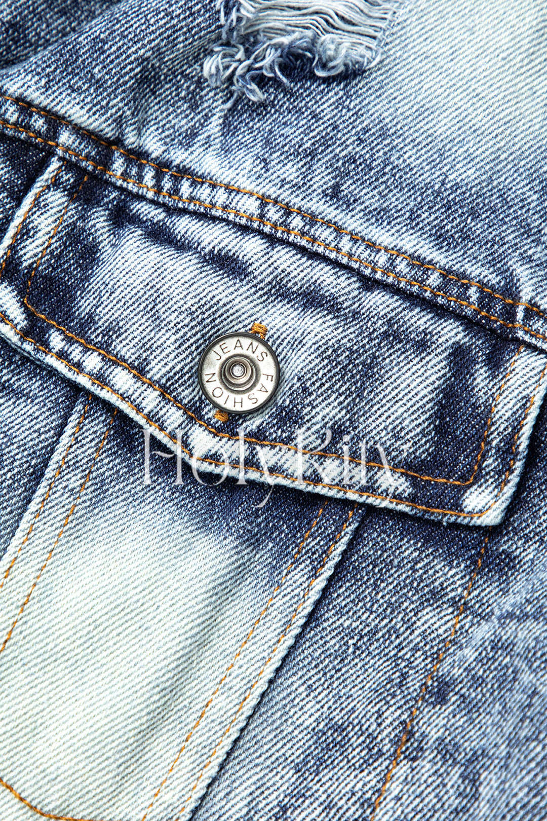 Veste courte déchirée en denim ombré 