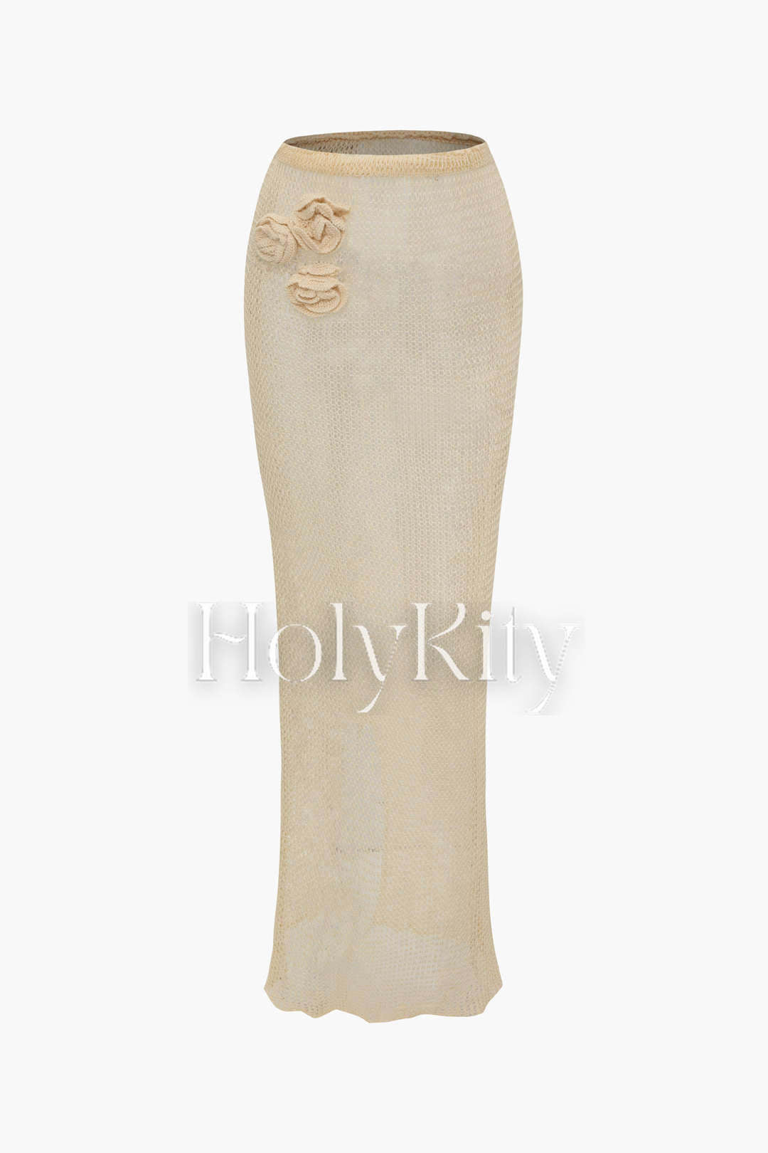 3D Flower Knit Split Skirt