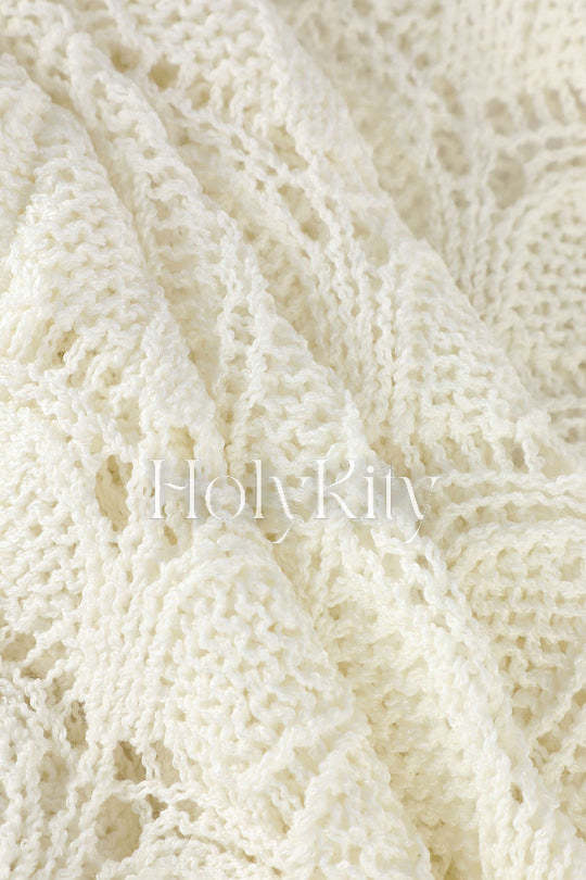 Long Sleeve Openwork Knit Top
