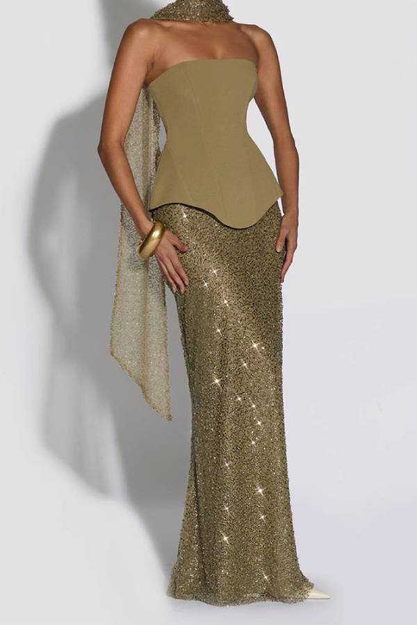 Strapless Sequin Dress