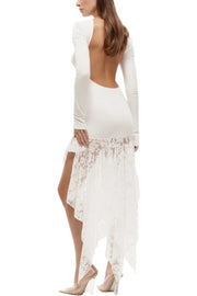 Sexy Backless Gathered Lace Panel Maxi Dress