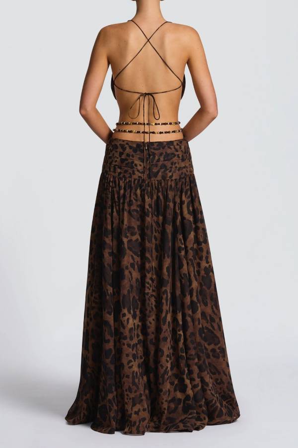 Deep V Cutout High Slit Chiffon Maxi Gown