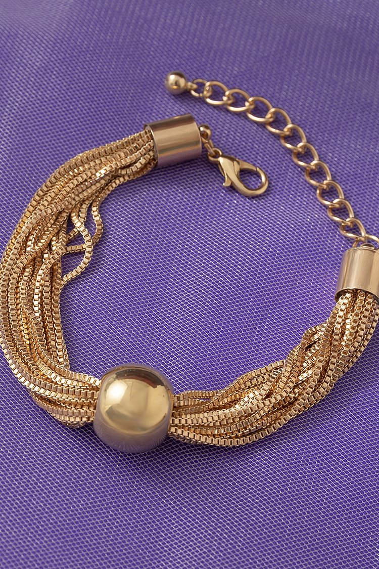 Mental Ball Tiered Chain Punk Necklace Bracelet
