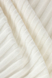Asymmetric Lettuce Trim Knit Mock Neck Top