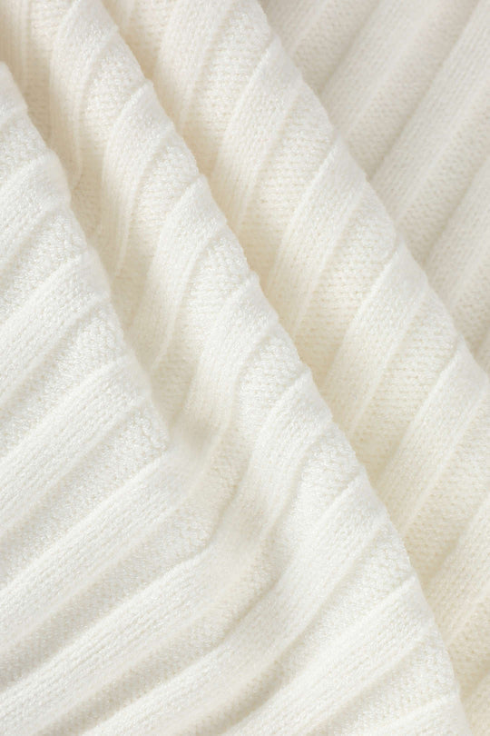 Asymmetric Lettuce Trim Knit Mock Neck Top