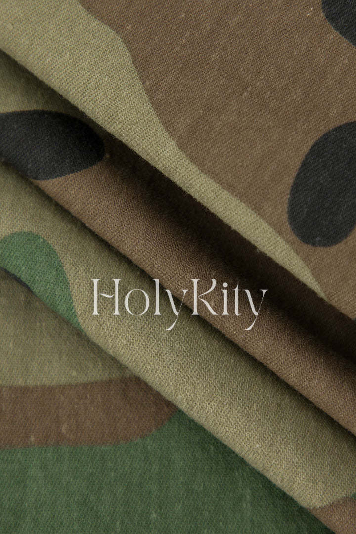 Camo Print Flap Pocket Slit Skirt