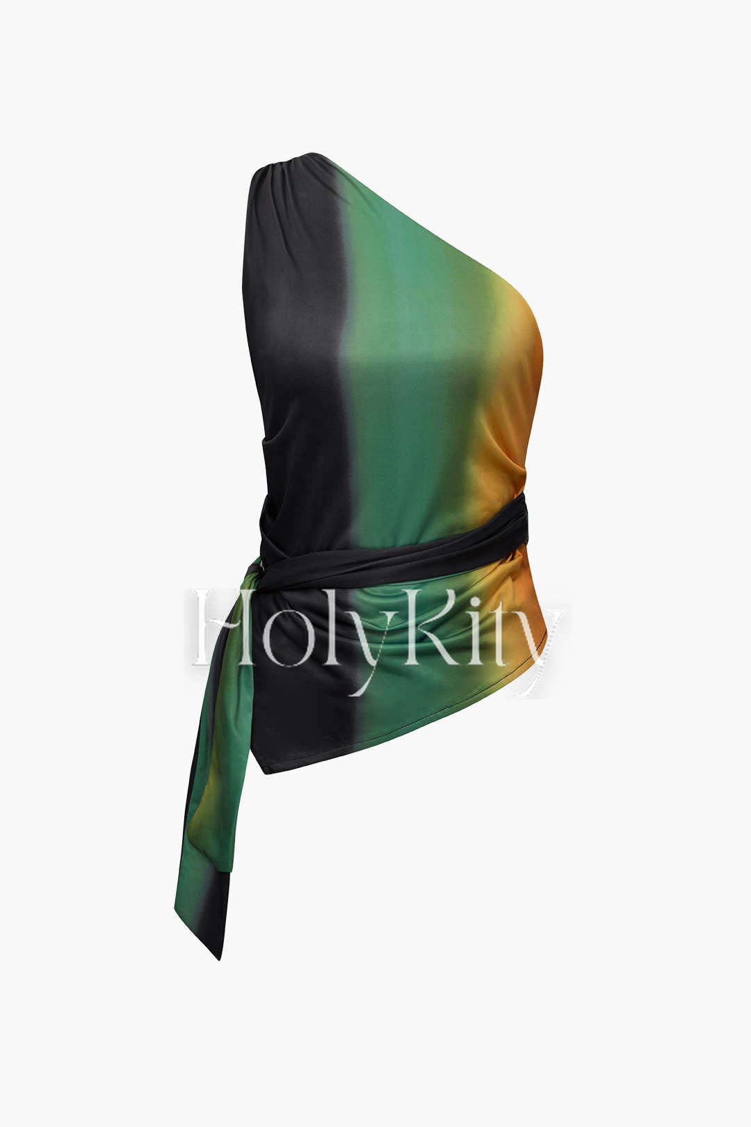 Tie Dye One-Shoulder Tank Top mit seitlichem Knoten 