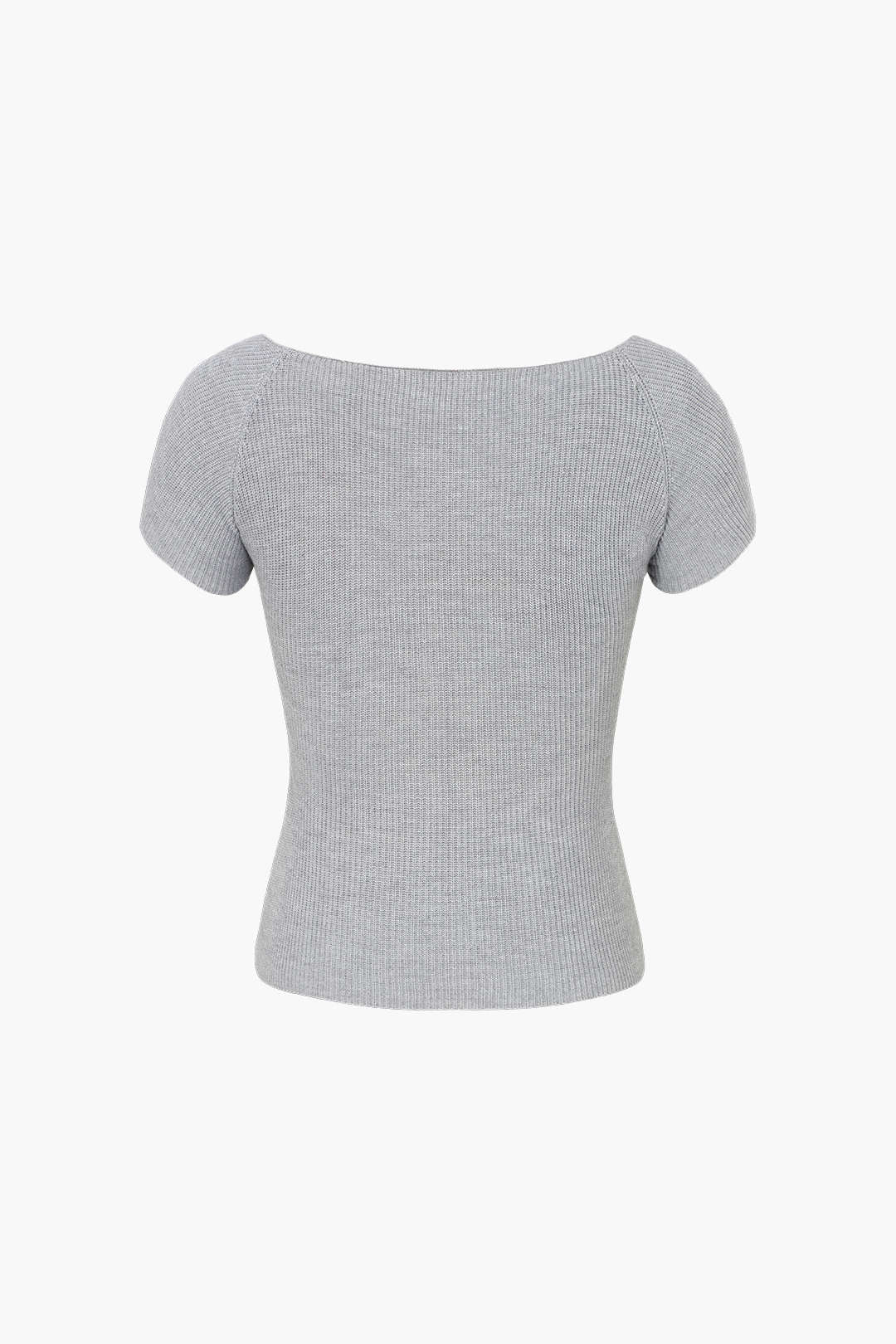 T-shirt côtelé à manches courtes et col carré 