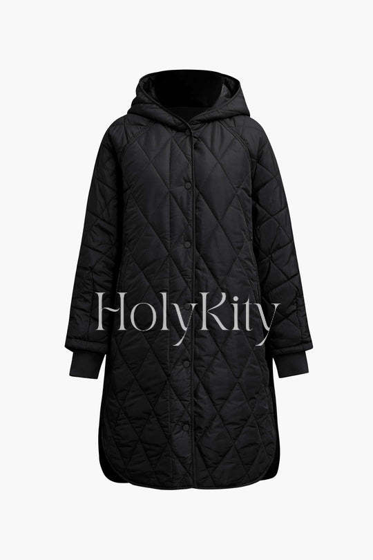 Veste à capuche matelassée en losanges 