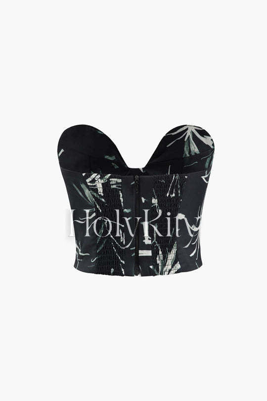 Haut bustier imprimé sans bretelles 