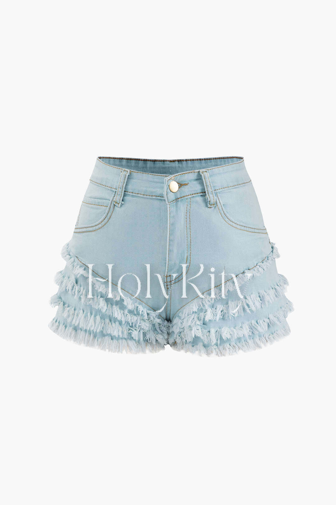 Short en jean effiloché à plusieurs niveaux