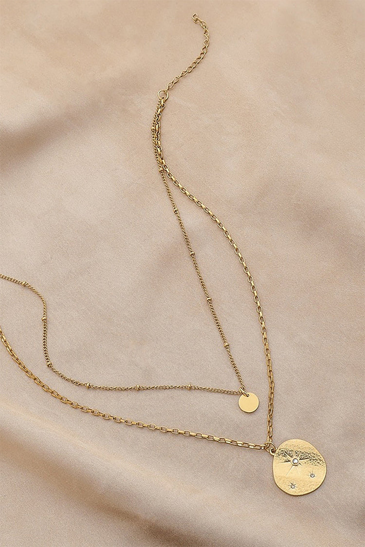 Collier avec pendentif circulaire à double couche 