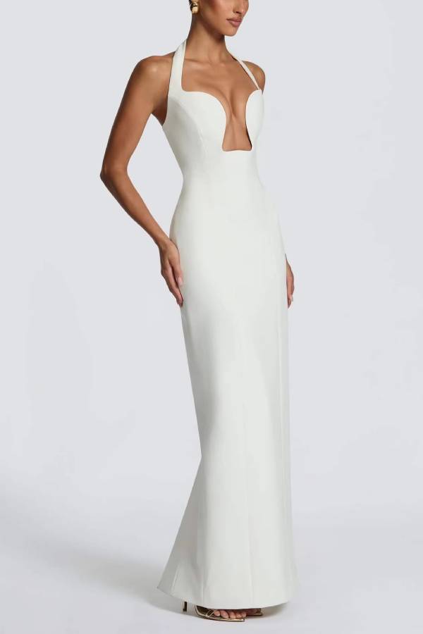Halter Deep U-Cutout Form-Fitting Gown