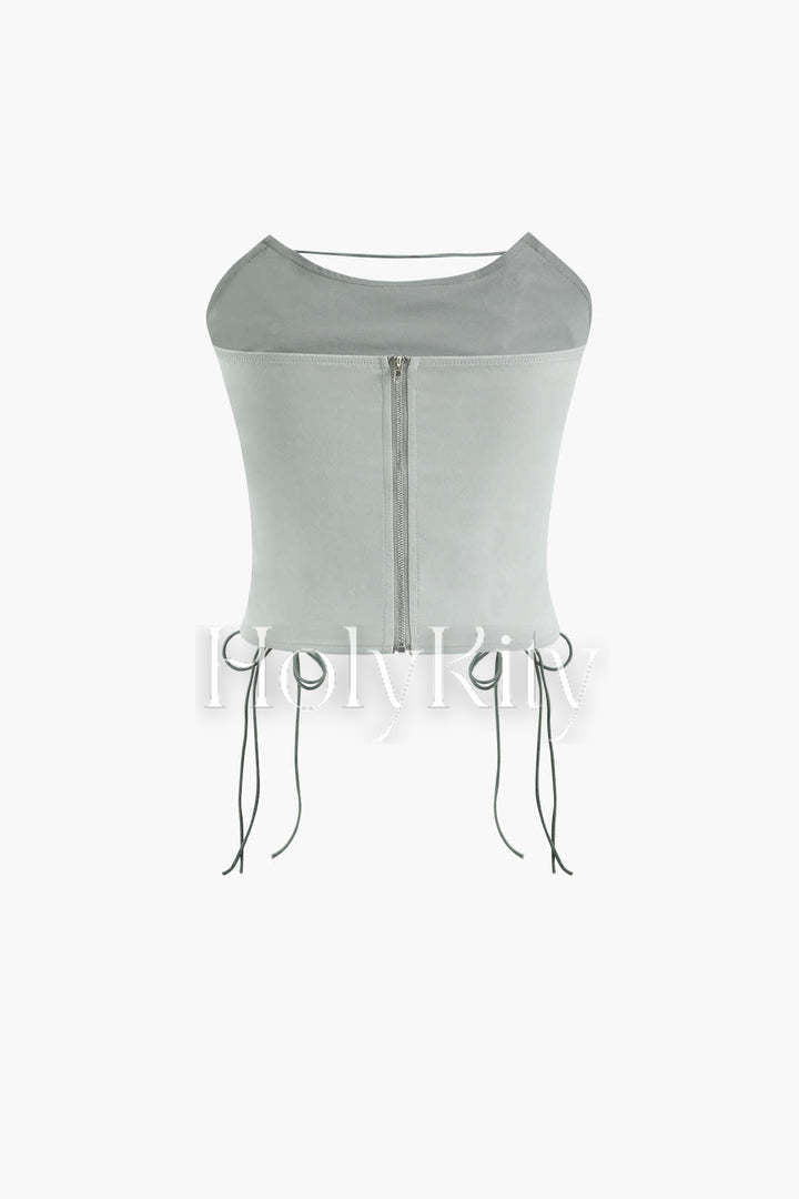 Lace Up Strapless Tube Top