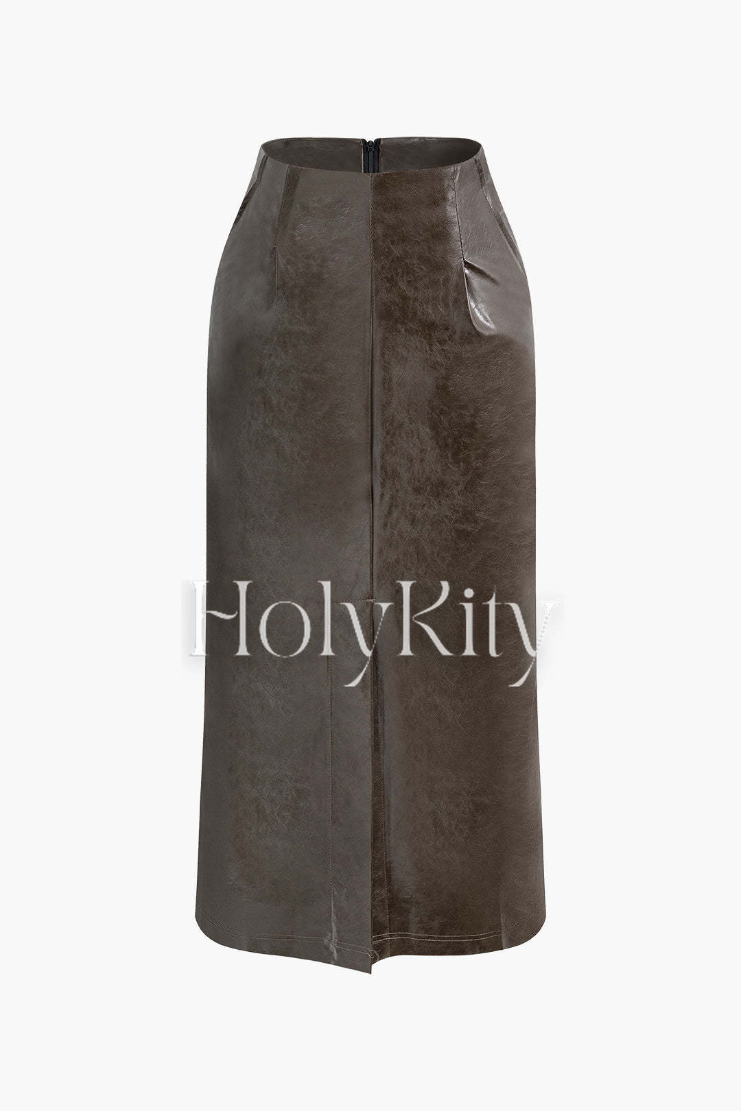 Jupe longue fendue en similicuir taille haute 