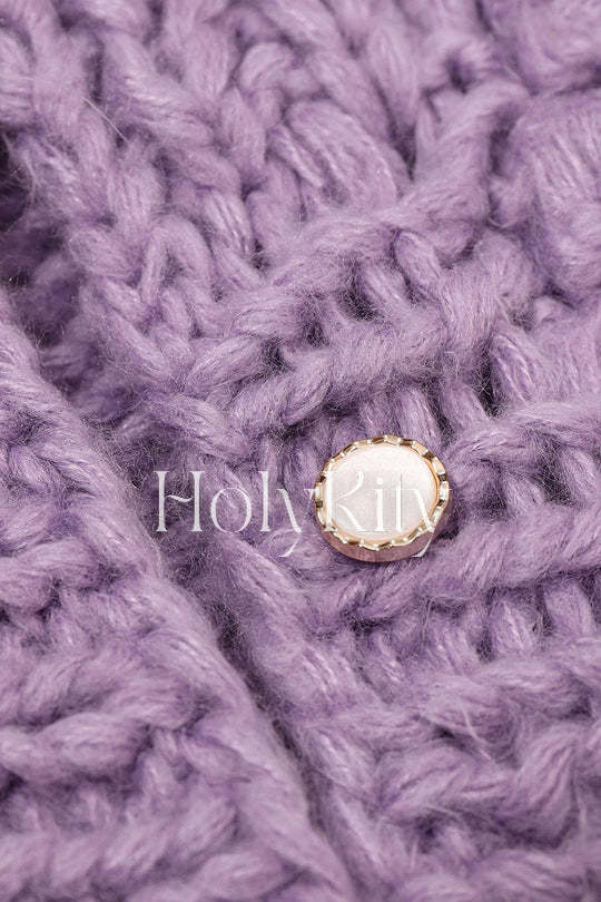 Strickjacke mit Blumen-Pom-Pom 