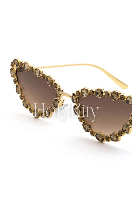 Cat Eye Crystal-embellished Butterfly Sunglasses
