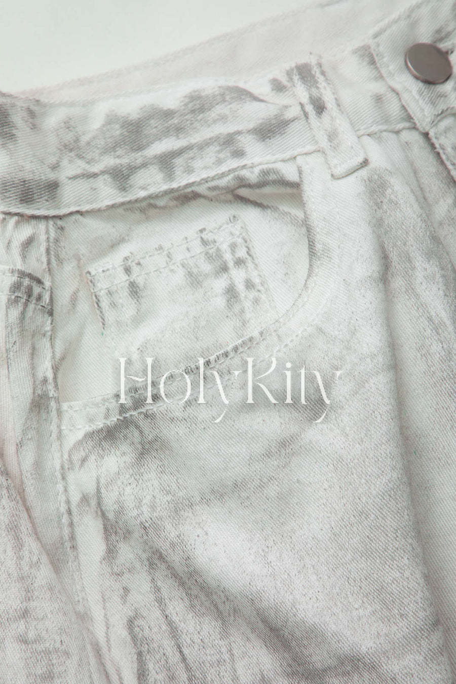 Stained Print Straight Leg Jeans