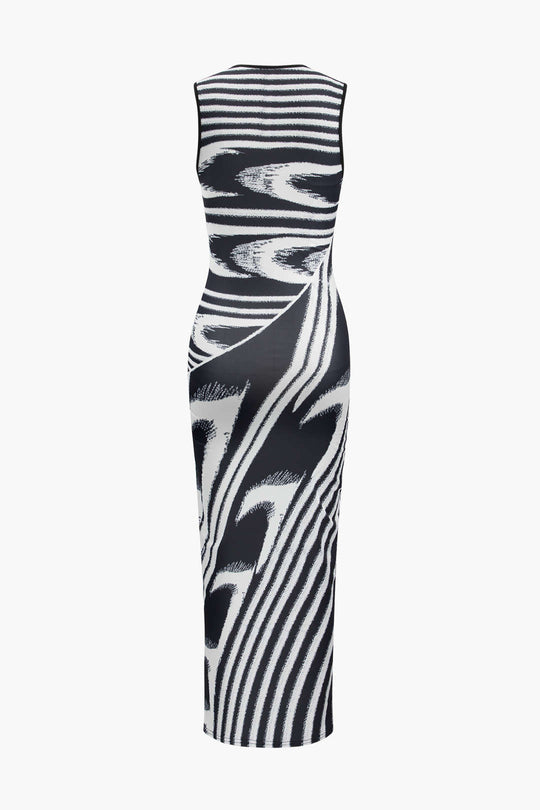 Ärmelloses Maxikleid mit abstraktem Print 