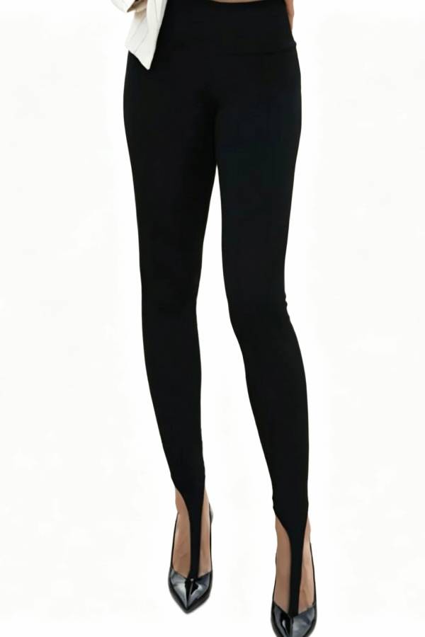 High Waist Split Stirrup Skinny Pants