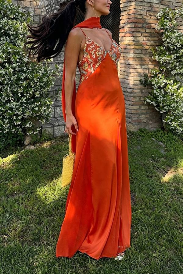 Marlena Embroidered Lace Slip Maxi Dress