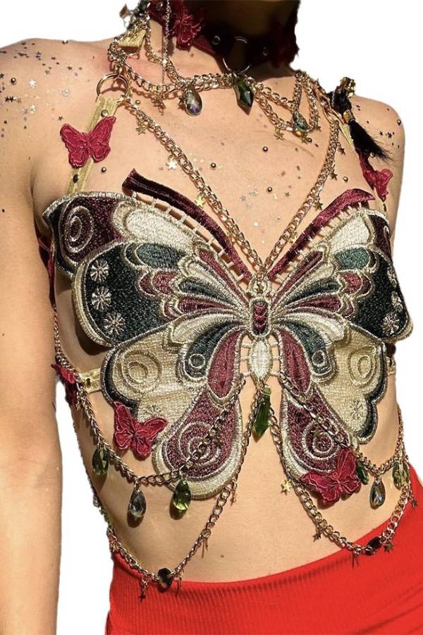 Butterfly-shaped patchwork metal strap