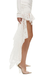 Sexy Backless Gathered Lace Panel Maxi Dress
