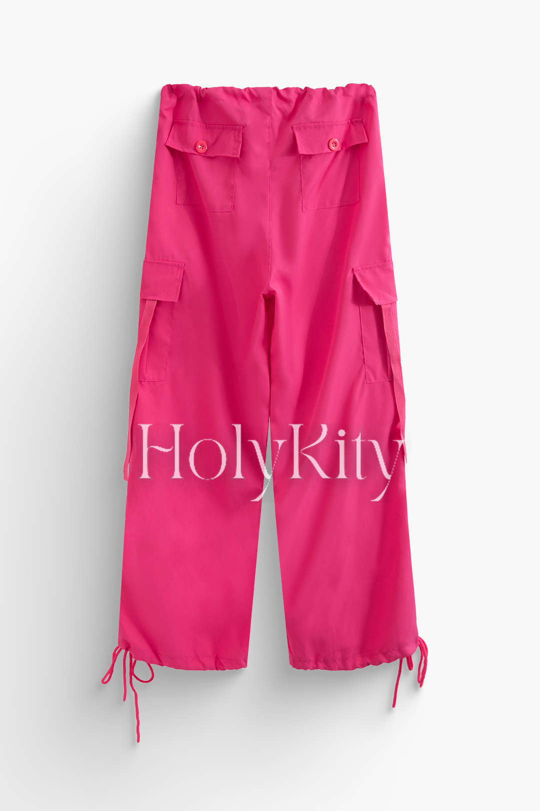 Multi Pocket Tie Waist Drawstring Cargo Pants