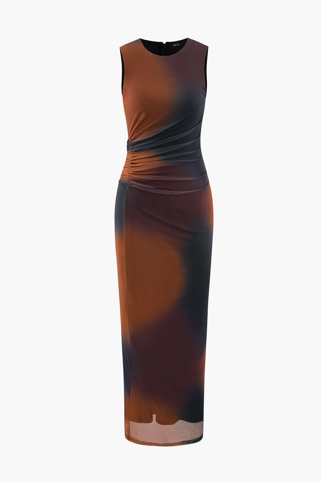 Robe longue fendue en maille tie-dye sans manches 