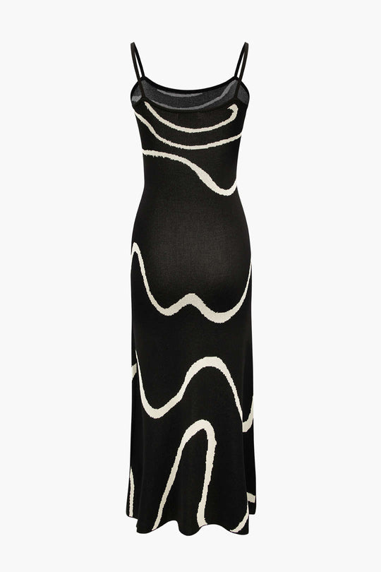 Swirl Stripe Knit Cami Midi Dress