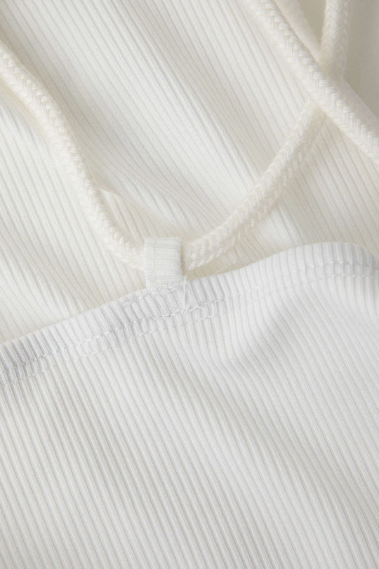 Rückenfreies Maxikleid aus Rippstrick mit Bindebändern 