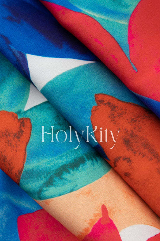Midikleid mit Blumenmuster und überkreuzter Schnürung hinten 