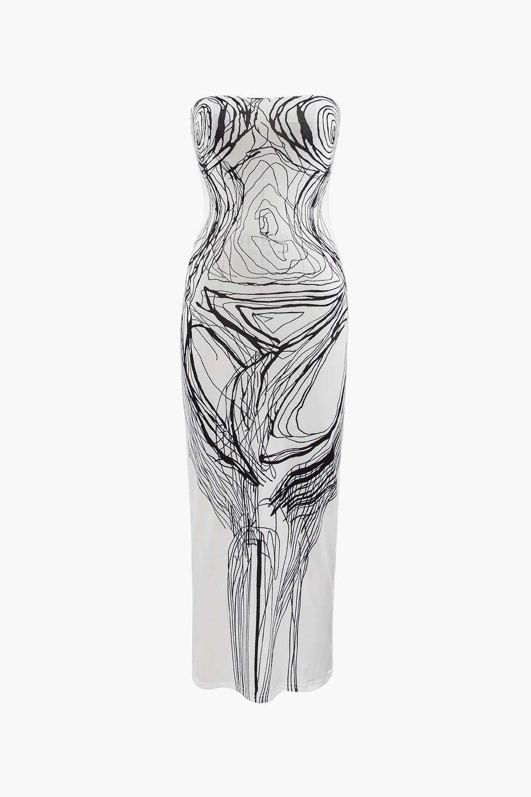 Robe midi bustier à imprimé lignes 